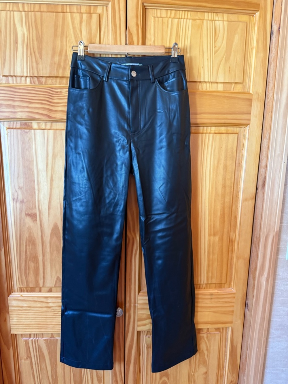 Faux leather high rise pants